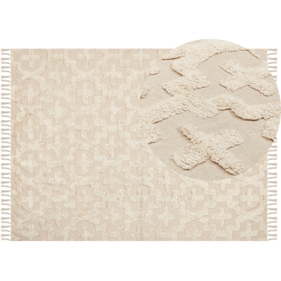 Beliani Cotton Area Rug 160 x 230 cm Beige - Area Rug Beliani Cotton Area Rug 160 x 230 cm Beige - Area Rug