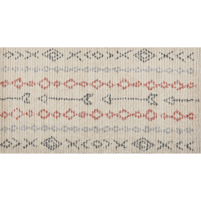 Beliani Beige Cotton Area Rug - Geometric Pattern, 80 x 150 cm - Living Room Decor Beliani Beige Cotton Area Rug - Geometric Pattern, 80 x 150 cm - Living Room Decor
