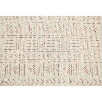 Beliani Cotton Area Rug - Geometric Pattern, 140x200 cm, Beige & Pink - Area Rug Beliani Cotton Area Rug - Geometric Pattern, 140x200 cm, Beige & Pink - Area Rug