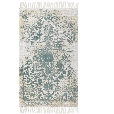Beliani Viscose Area Rug Grey and Green 80 x 150 cm Oriental Distressed Living Room Bedroom - Area Rug Beliani Viscose Area Rug Grey and Green 80 x 150 cm Oriental Distressed Living Room Bedroom - Area Rug