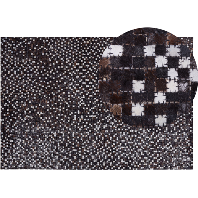 Beliani Brown Silver Leather 140x200 Area Rug Beliani Brown Silver Leather 140x200 Area Rug