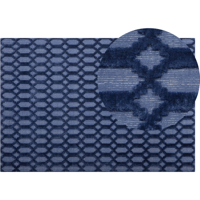 Beliani Rug CIZRE Navy Blue 140 x 200 cm Viscose Beliani Rug CIZRE Navy Blue 140 x 200 cm Viscose