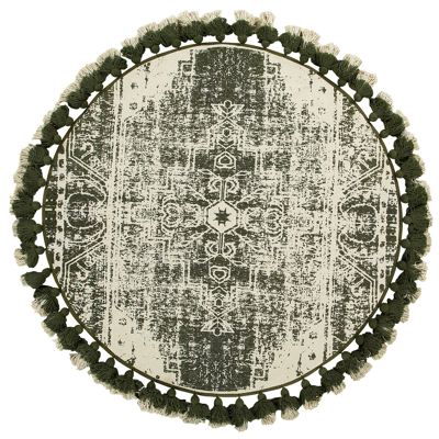 Beliani Cotton Round Vintage Living Room Rug - 120cm Beliani Cotton Round Vintage Living Room Rug - 120cm