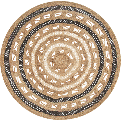 Beliani Round Jute Area Rug 140 cm - Rustic Floor Covering Beliani Round Jute Area Rug 140 cm - Rustic Floor Covering