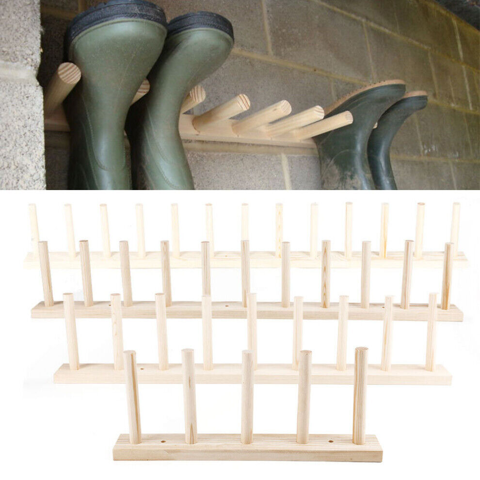 Unbranded Wooden Shoes Storage Rack Stand Wellington Boot Rack Wall Mounted