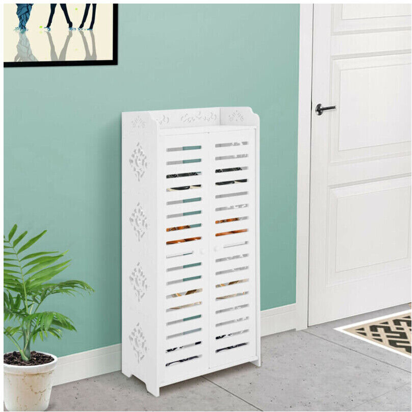 Unbranded 5 Tier Shoes Storage Cabinet White Door Organiser Shelf Rack