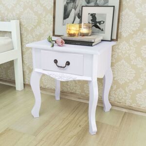 vidaXL 2x Bedside Cabinets MDF White Nightstand Side End Table with a Drawer vidaXL 2x Bedside Cabinets MDF White Nightstand Side End Table with a Drawer