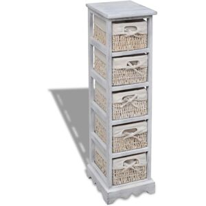 vidaXL Wooden Storage Rack 5 Baskets White - Storage Rack vidaXL Wooden Storage Rack 5 Baskets White - Storage Rack