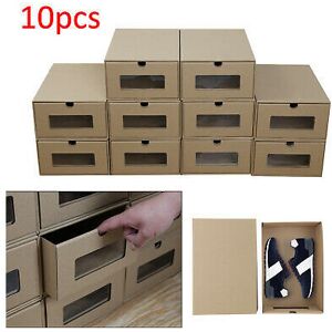 Unbranded 10 Foldable Cardboard Shoe Boxes Organiser Drawer Stackable Storage Unbranded 10 Foldable Cardboard Shoe Boxes Organiser Drawer Stackable Storage