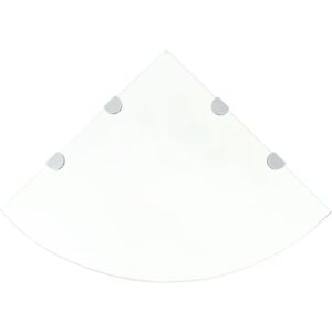 vidaXL Corner Shelf with Chrome Supports Glass Clear 45x45 cm Floating Display vidaXL Corner Shelf with Chrome Supports Glass Clear 45x45 cm Floating Display