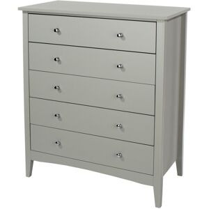 Home Source Chest of Drawers 5 Drawer Bedroom Storage Metal Handles Runners Grey Home Source Chest of Drawers 5 Drawer Bedroom Storage Metal Handles Runners Grey