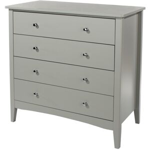Home Source Chest of Drawers 4 Drawer Bedroom Storage Metal Handles Runners Grey Home Source Chest of Drawers 4 Drawer Bedroom Storage Metal Handles Runners Grey
