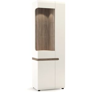 Furniture To Go Chelsea White High Gloss Truffle Oak Tall Glazed Narrow Display Cabinet RHD - Display Cabinet Furniture To Go Chelsea White High Gloss Truffle Oak Tall Glazed Narrow Display Cabinet RHD - Display Cabinet