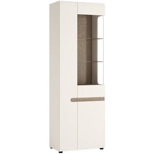 Furniture To Go Chelsea White High Gloss and Truffle Oak Tall Glazed Narrow Display Cabinet - Display Cabinet Furniture To Go Chelsea White High Gloss and Truffle Oak Tall Glazed Narrow Display Cabinet - Display Cabinet