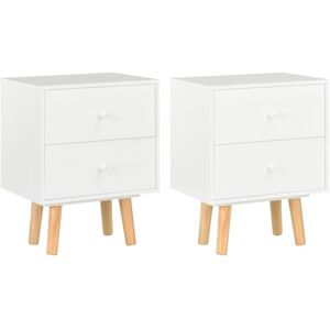 vidaXL 2x Solid Pine Wood Bedside Cabinets 2 Drawers White Nightstand Table vidaXL 2x Solid Pine Wood Bedside Cabinets 2 Drawers White Nightstand Table