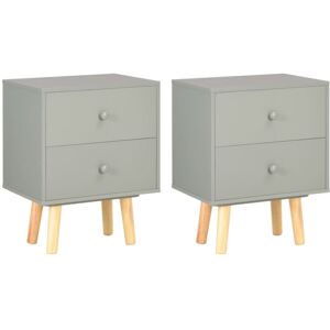 vidaXL 2x Solid Pinewood Bedside Cabinets Grey End Side Table Nightstand Home vidaXL 2x Solid Pinewood Bedside Cabinets Grey End Side Table Nightstand Home