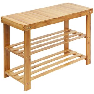 Unbranded Style 2 Tier Shoe Storage Rack Stool 100% Natural Bamboo with Bench Unbranded Style 2 Tier Shoe Storage Rack Stool 100% Natural Bamboo with Bench
