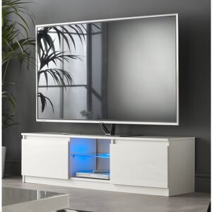 MMT Furniture Designs (White) 1400 Modern TV Stand Cabinet Unit with LED Blue Lights for 40 49 50 65 MMT Furniture Designs (White) 1400 Modern TV Stand Cabinet Unit with LED Blue Lights for 40 49 50 65