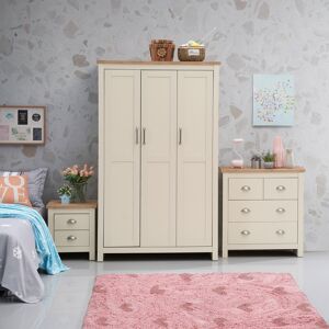 Timber Art Design UK 3 Piece Set (3 Door Wardrobe, 2+2 Chest, 2 Drawer Bedside) Cream Timber Art Design UK 3 Piece Set (3 Door Wardrobe, 2+2 Chest, 2 Drawer Bedside) Cream