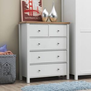 Timber Art Design UK Astbury 3+2 5 Drawer Bedroom Cabinet Chest of Drawers White and Oak Timber Art Design UK Astbury 3+2 5 Drawer Bedroom Cabinet Chest of Drawers White and Oak
