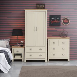 Timber Art Design UK Lisbon 3 Piece Bedroom Set Wardrobe 4 Drawer Chest 1 Drawer Bedside Table Cream Timber Art Design UK Lisbon 3 Piece Bedroom Set Wardrobe 4 Drawer Chest 1 Drawer Bedside Table Cream