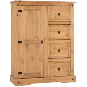 Seconique Corona 1 Door 4 Drawer Low Wardrobe Distressed Waxed Pine Seconique Corona 1 Door 4 Drawer Low Wardrobe Distressed Waxed Pine