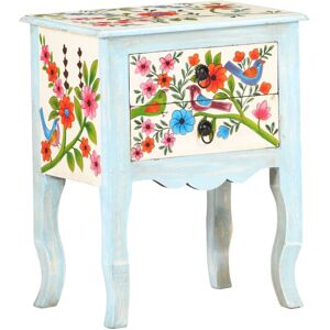 vidaXL Hand-Painted Solid Mango Wood Nightstand Bedside Cabinet, Multicolour, 40 vidaXL Hand-Painted Solid Mango Wood Nightstand Bedside Cabinet, Multicolour, 40