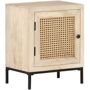 vidaXL Solid Mango Wood Bedside Cabinet Natural Cane Storage Nightstand Indoor vidaXL Solid Mango Wood Bedside Cabinet Natural Cane Storage Nightstand Indoor
