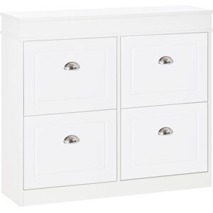 HOMCOM Shoe Cabinet with 4 Flip Drawers Storage Cupboard with Shelf HOMCOM Shoe Cabinet with 4 Flip Drawers Storage Cupboard with Shelf