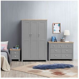 Timber Art Design UK Lisbon 3 Piece Set 3 Doors Wardrobe 7 Drawer Chest Bedside Light Grey Timber Art Design UK Lisbon 3 Piece Set 3 Doors Wardrobe 7 Drawer Chest Bedside Light Grey