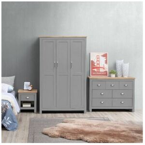 Timber Art Design UK 3 Piece Bedroom Set 3 Door Wardrobe 7 Drawer Chest 1 Drawer Bedside Table Light Timber Art Design UK 3 Piece Bedroom Set 3 Door Wardrobe 7 Drawer Chest 1 Drawer Bedside Table Light