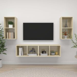 vidaXL Wall-mounted TV Cabinet - Sonoma Oak - 2 Compartments - 37x37x72cm vidaXL Wall-mounted TV Cabinet - Sonoma Oak - 2 Compartments - 37x37x72cm