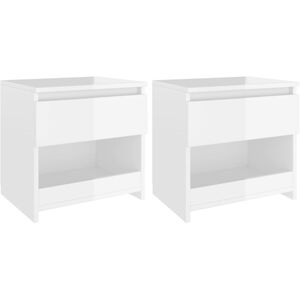 vidaXL 2x Bedside Cabinets High Gloss White Engineered Wood Nightstand Drawer vidaXL 2x Bedside Cabinets High Gloss White Engineered Wood Nightstand Drawer
