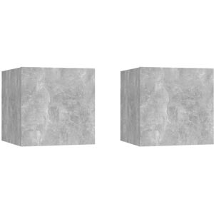 vidaXL 2x Bedside Cabinets Concrete Grey Engineered Wood Nightstand Table vidaXL 2x Bedside Cabinets Concrete Grey Engineered Wood Nightstand Table