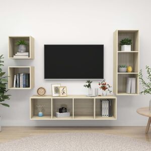 vidaXL TV Cabinet Sonoma Oak - 4 Piece Set - Entertainment Centre vidaXL TV Cabinet Sonoma Oak - 4 Piece Set - Entertainment Centre