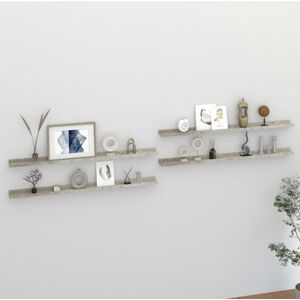 vidaXL 4x Wall Shelves Concrete Grey 115x9x3 cm Hanging Display Racks Home vidaXL 4x Wall Shelves Concrete Grey 115x9x3 cm Hanging Display Racks Home