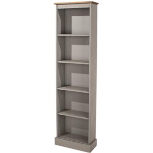 Home Source 5 Tier Grey Solid Pine Bookcase Tall Narrow Display Shelving Storage Furniture Home Source 5 Tier Grey Solid Pine Bookcase Tall Narrow Display Shelving Storage Furniture