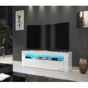 Furneo (RGB (multicoloured) LED Lights) White TV Stand 125cm Cabinet Unit Gloss & Matt Furneo (RGB (multicoloured) LED Lights) White TV Stand 125cm Cabinet Unit Gloss & Matt