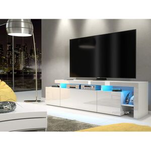 Furneo (RGB (multicoloured) LED Lights) White TV Stand 186cm Unit Gloss & Matt Indisio0 Furneo (RGB (multicoloured) LED Lights) White TV Stand 186cm Unit Gloss & Matt Indisio0