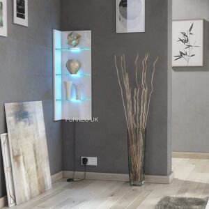 Furneo (White LED Lights) White Floating Display Cabinet Wall Unit Shelf Gloss & Matt C Furneo (White LED Lights) White Floating Display Cabinet Wall Unit Shelf Gloss & Matt C