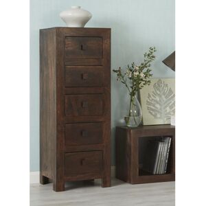 Home Source Contemporary Modern Tall 5 Drawer Chest Clothes Storage Dark Walnut Solid Wood Home Source Contemporary Modern Tall 5 Drawer Chest Clothes Storage Dark Walnut Solid Wood