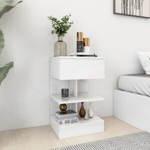 vidaXL Bedside Cabinet High Gloss White Engineered Wood Table Storage Cabinet vidaXL Bedside Cabinet High Gloss White Engineered Wood Table Storage Cabinet