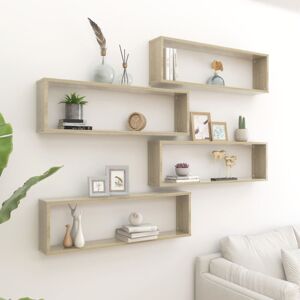 vidaXL Sonoma Oak Wall Shelves - 4 pcs Cube Storage vidaXL Sonoma Oak Wall Shelves - 4 pcs Cube Storage