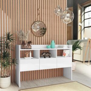 vidaXL Sideboard High Gloss White Engineered Wood Storage Cabinet Organiser vidaXL Sideboard High Gloss White Engineered Wood Storage Cabinet Organiser