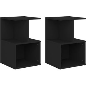 vidaXL 2x Bedside Cabinets Black Engineered Wood Bed Stand Table Nightstand vidaXL 2x Bedside Cabinets Black Engineered Wood Bed Stand Table Nightstand