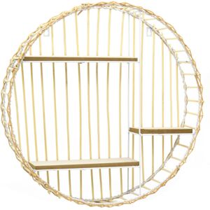 Carousel 53cm Wall Mounted Bamboo Floating Shelf Storage Unit Wooden Wire Multi Floatin Carousel 53cm Wall Mounted Bamboo Floating Shelf Storage Unit Wooden Wire Multi Floatin