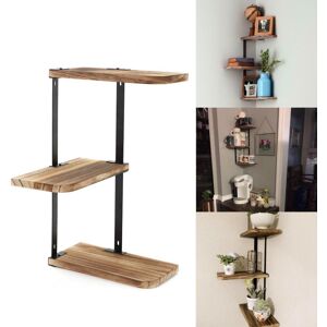 Unbranded Rustic Wood Corner Shelf Home Display Storage Rack Wall Floating Shelf 3 Tier UK Unbranded Rustic Wood Corner Shelf Home Display Storage Rack Wall Floating Shelf 3 Tier UK
