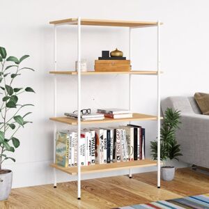 vidaXL 4-Tier Shelving Unit White and Oak Bookcase Bookshelf Standing Shelf vidaXL 4-Tier Shelving Unit White and Oak Bookcase Bookshelf Standing Shelf