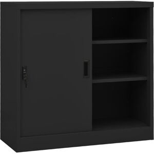 vidaXL Office Cabinet with Sliding Door Anthracite Steel Side Storage Cabinet vidaXL Office Cabinet with Sliding Door Anthracite Steel Side Storage Cabinet