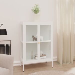vidaXL Sideboard White Steel and Glass Home Highboard Storage Book Cabinet vidaXL Sideboard White Steel and Glass Home Highboard Storage Book Cabinet